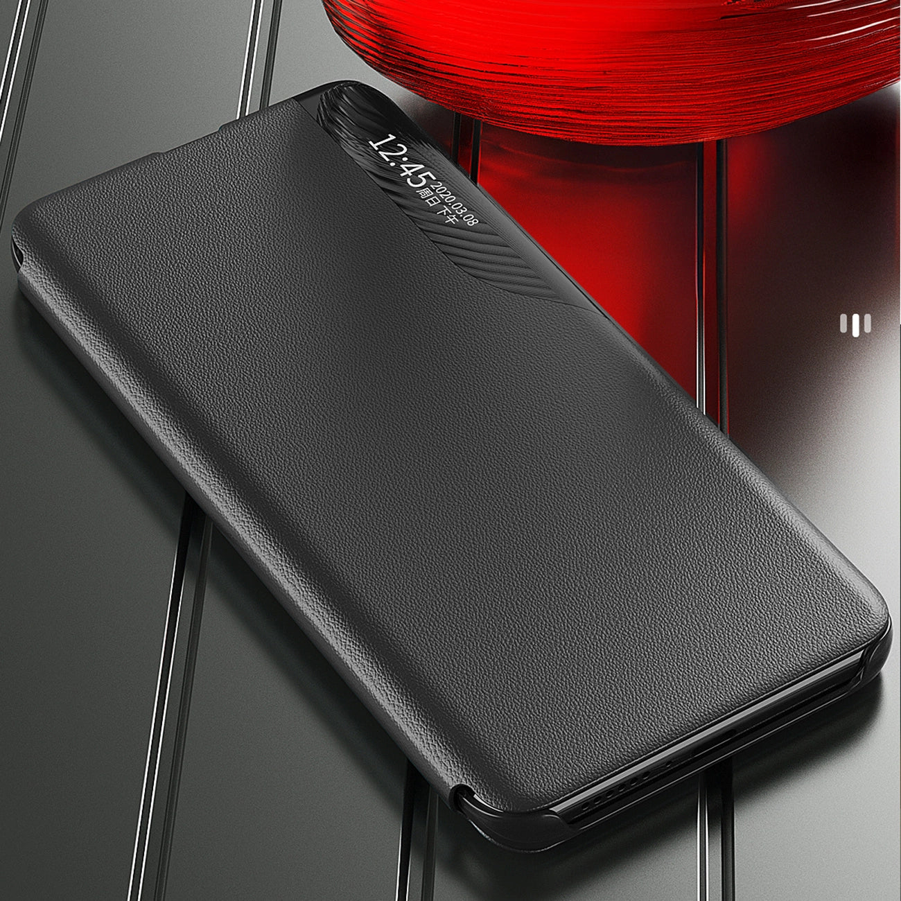 Eco Leather View Case for Samsung Galaxy S25 Ultra with Flip and Stand - Black_3