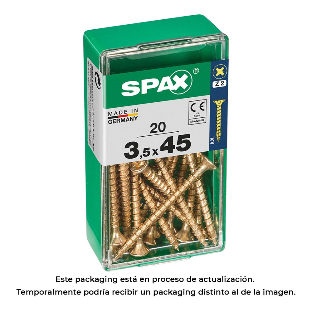 Caixa 20 unid. parafuso madeira spax cabeza plana yellox 3,5x45mm spax_0