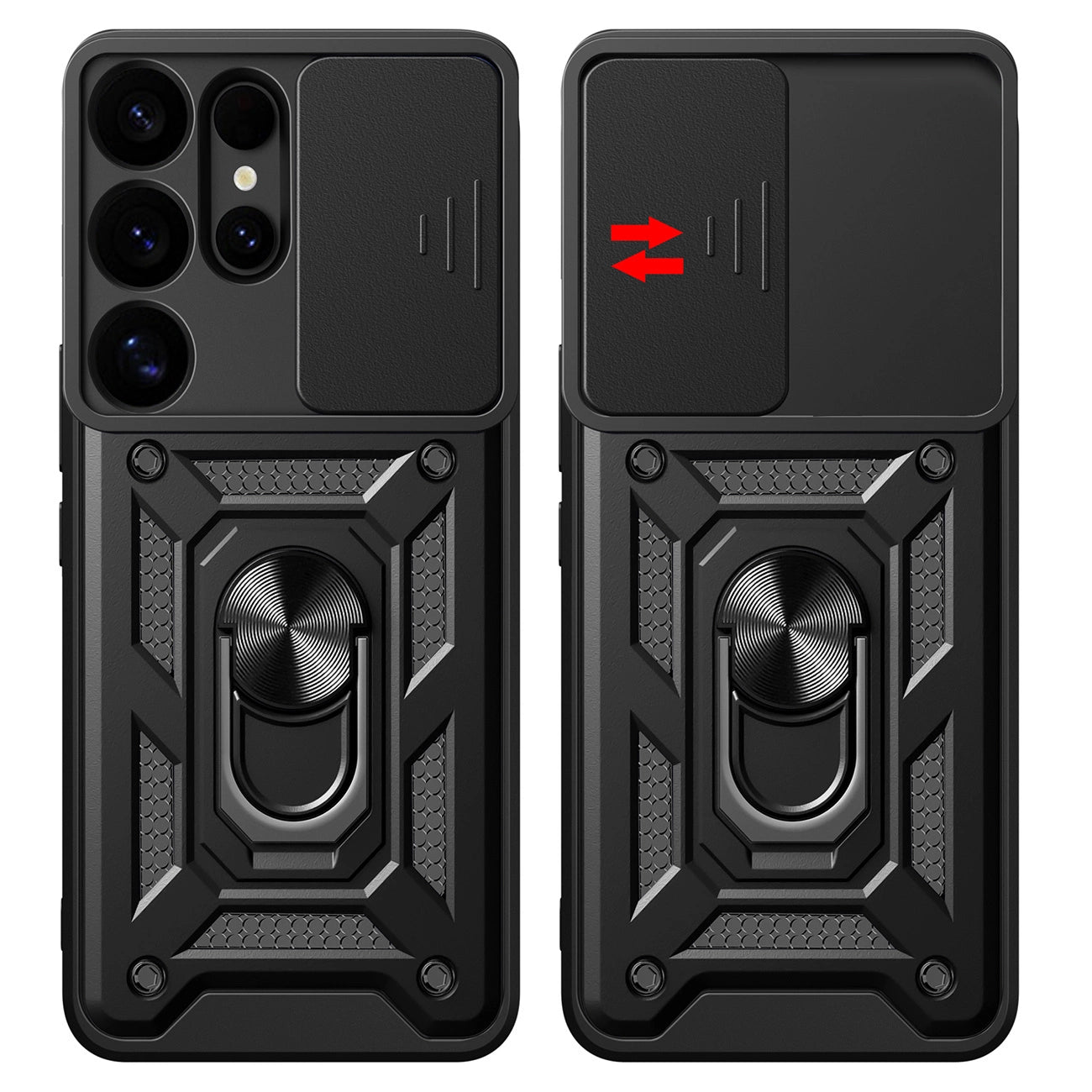 Hybrid Armor Camshield with Camera Cover and Metal Ring for Samsung Galaxy S25 Ultra - Black_1