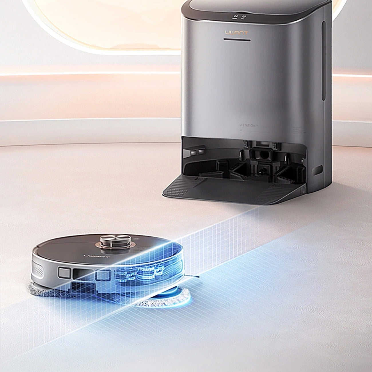 UWANT U200 Pro Robot Vacuum Cleaner with Mop Function + Charging/Cleaning Station - Gray_10