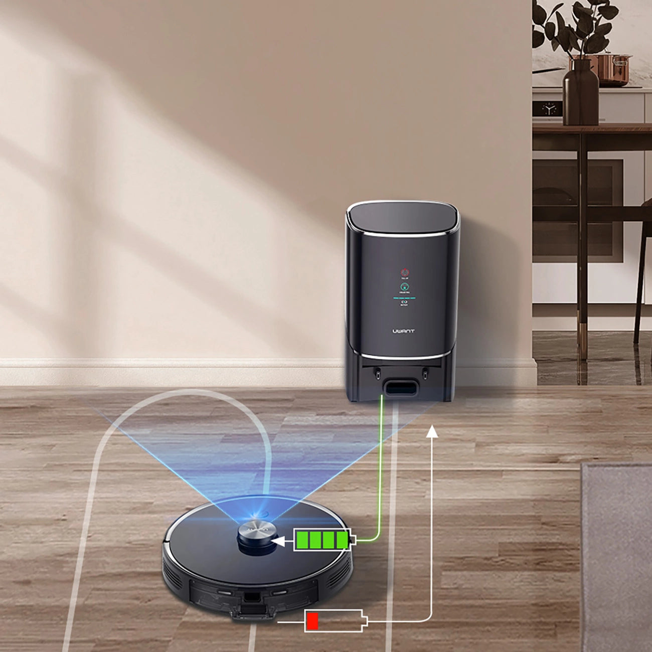UWANT U100 Robot Vacuum Cleaner with Mop Function + Charging/Cleaning Station - Black_12
