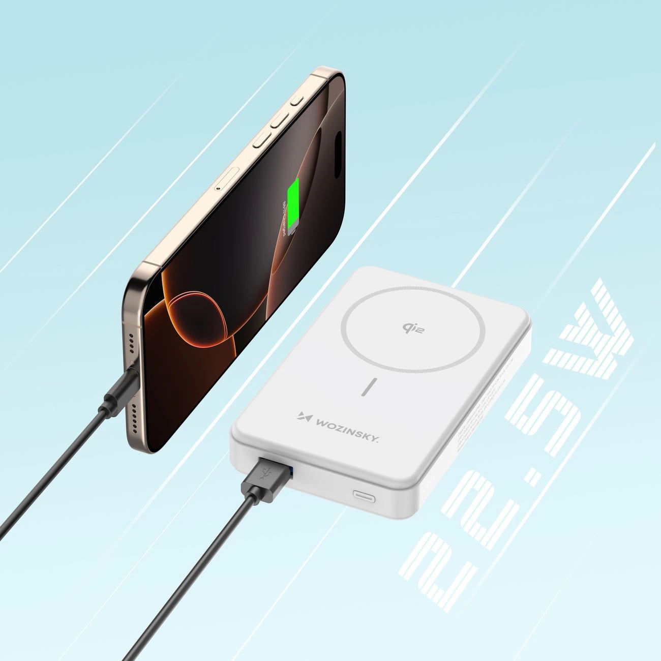 Powerbank Wozinsky WLWP-10KA0Y3WS 22.5W PD Qi2 10000 mAh, with stand, 1x USB-A, 1x USB-C - white_13