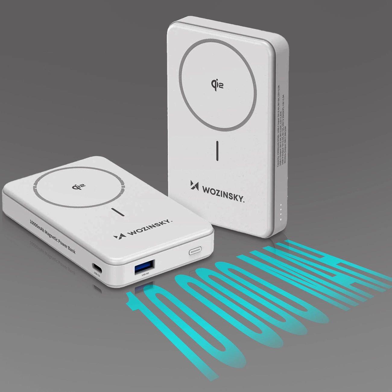 Powerbank Wozinsky WLWP-10KA0Y3WS 22.5W PD Qi2 10000 mAh, with stand, 1x USB-A, 1x USB-C - white_25