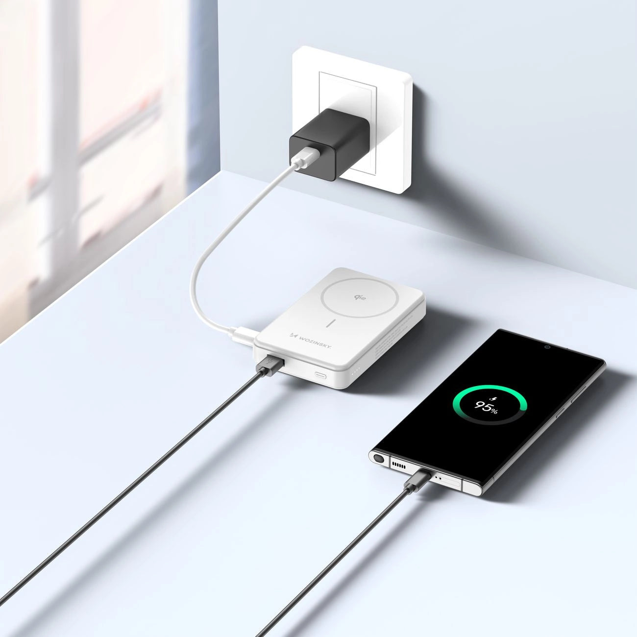 Powerbank Wozinsky WLWP-10KA0Y3WS 22.5W PD Qi2 10000 mAh, with stand, 1x USB-A, 1x USB-C - white_7