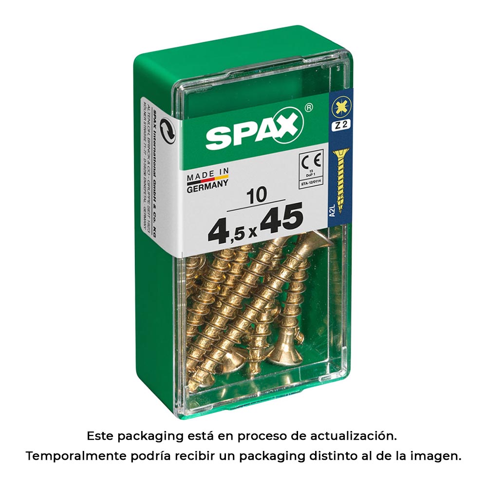 Caixa 10 unid. parafuso madeira cabeza plana yellox 4,5x45mm spax_0