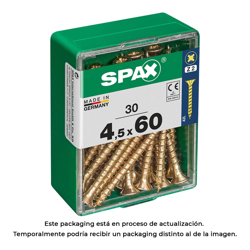 Caixa 30 unid. parafuso madeira cabeza plana yellox 4,5x60mm spax_0
