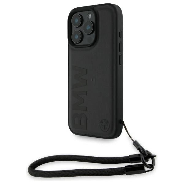Etui BMW Signature Leather Wordmark Cord na iPhone 16 Pro Max - czarne_0