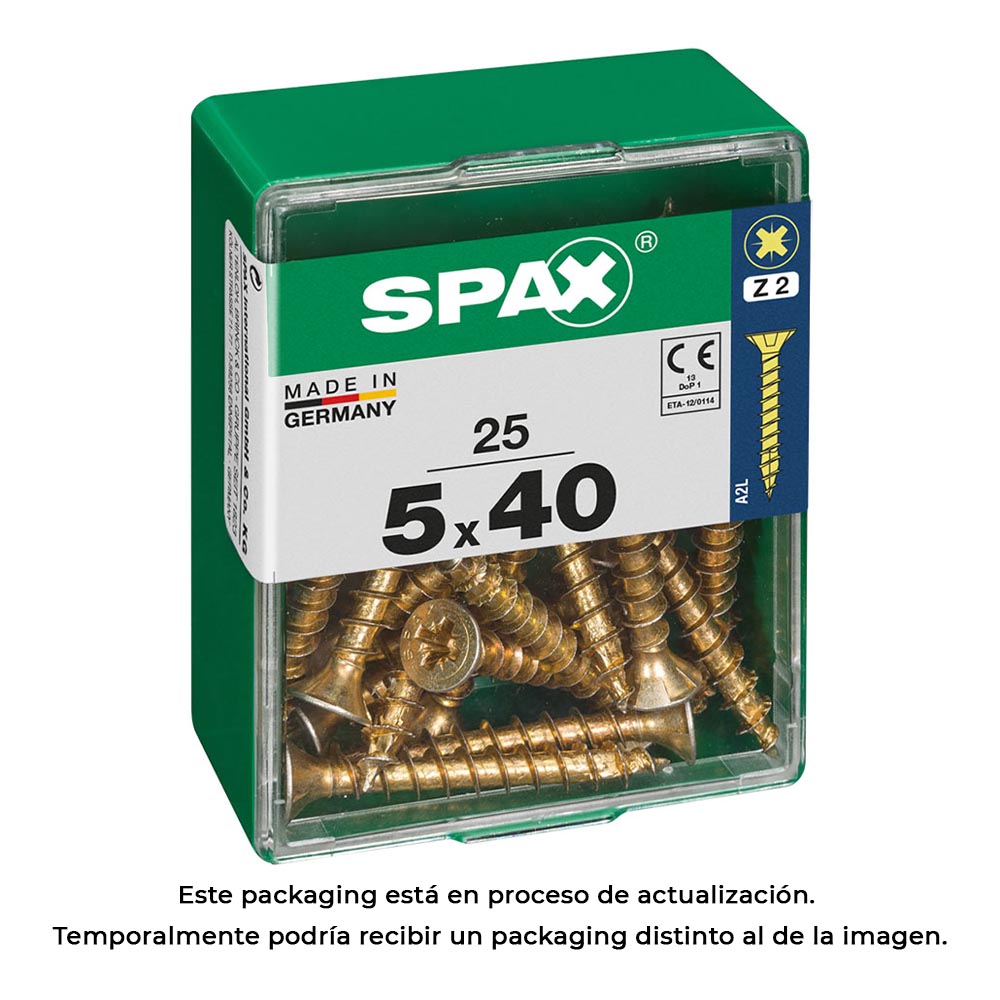Caixa 25un parafuso madeira spax cab. plana yellox 5,0x40mm spax_0