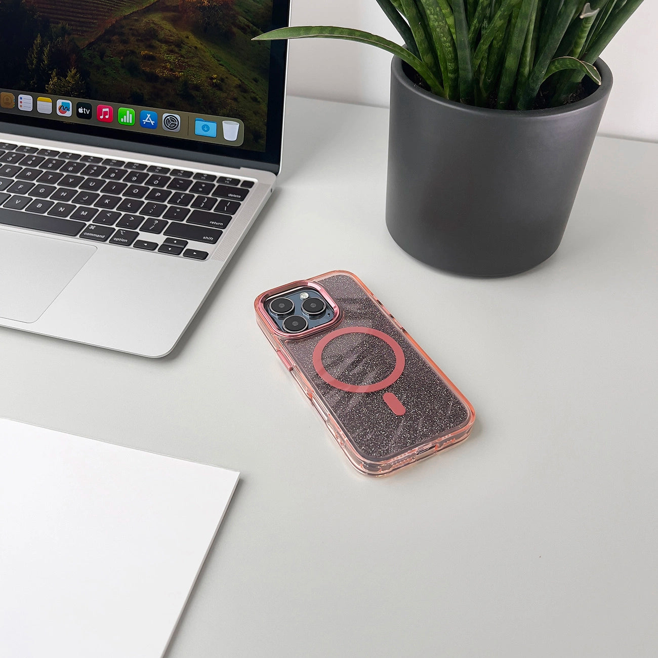 Wozinsky Glitter Case with Mag Safe for Samsung Galaxy S24 FE - Pink with Glitter_6