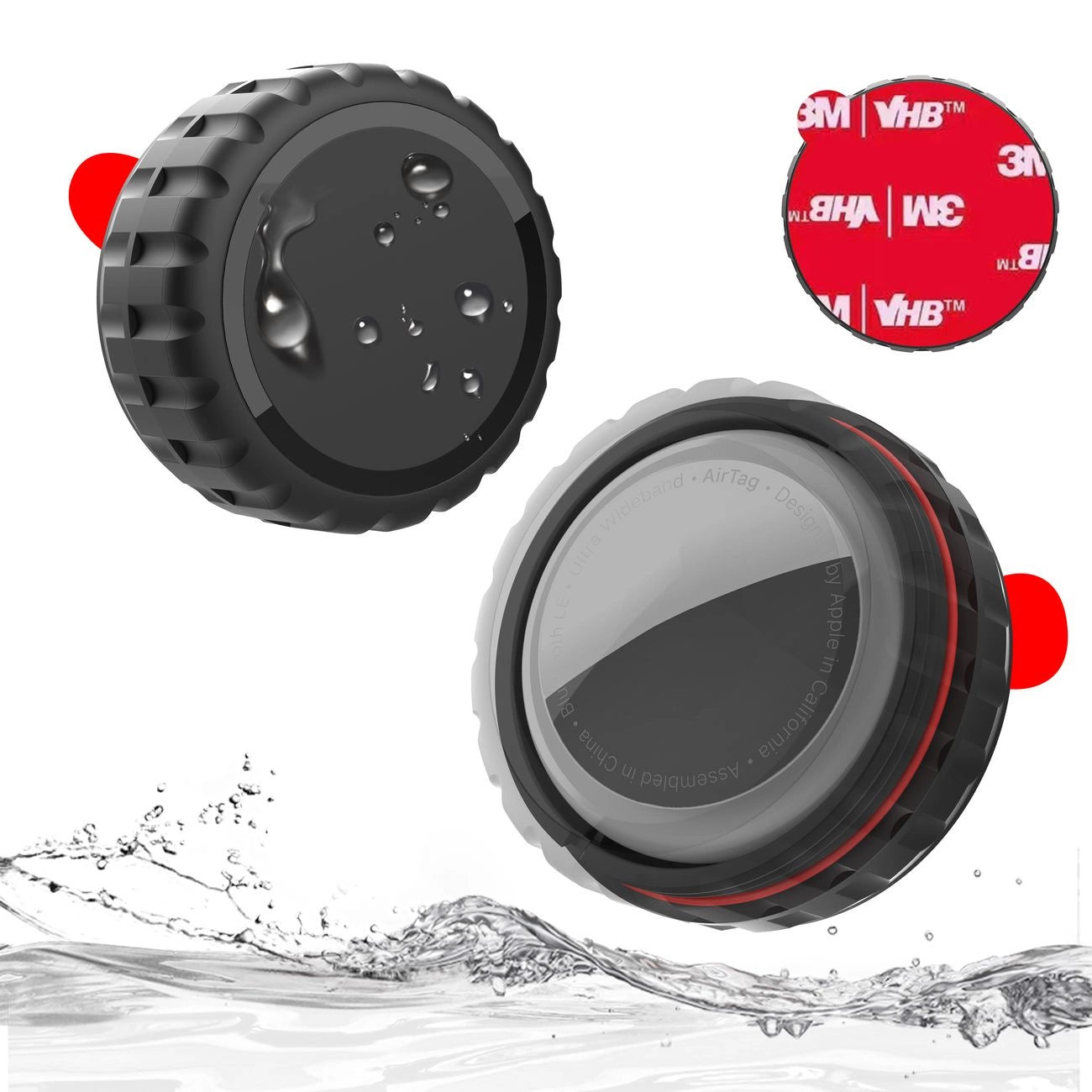 Apple AirTag Case, Screw-On, Waterproof, Self-Adhesive - Black_2
