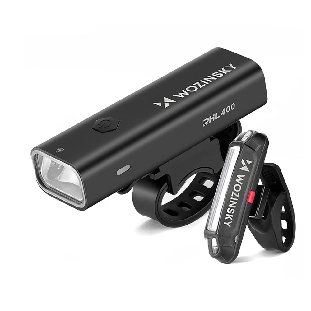 Wozinsky WSBLB2 Front (400 lm) and Rear USB-C Bike Light Set - Black_0