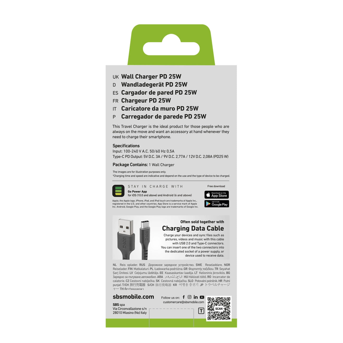 SBS TETR1CPD25 25W USB-C Wall Charger with Power Delivery - Black_1