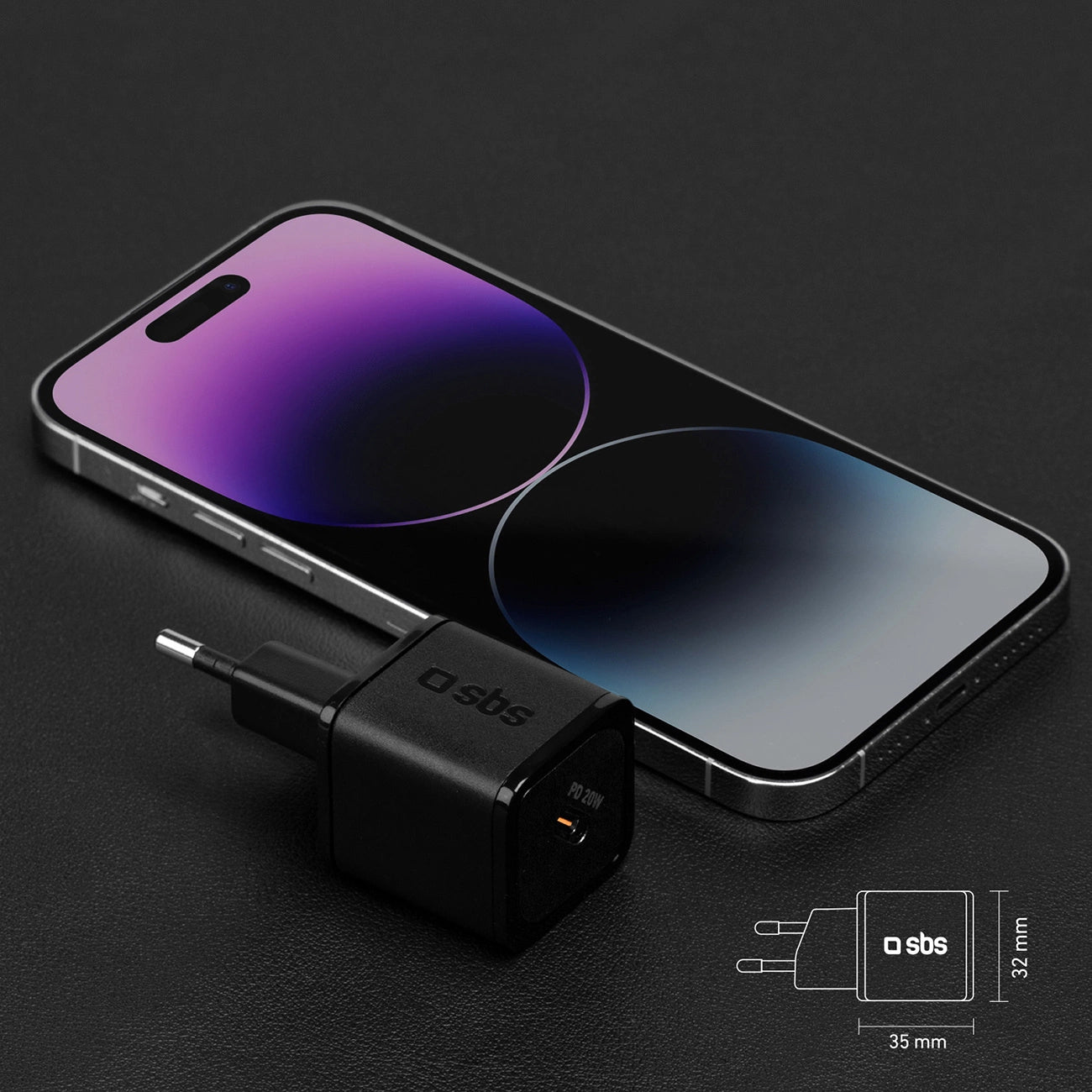 SBS TETRGAN1C20K 20W GaN USB-C Wall Charger with Power Delivery - Black_7