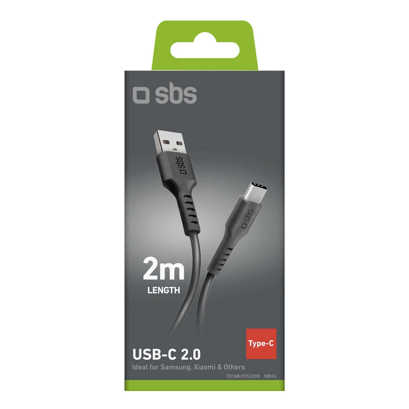 SBS TECABLETC220K USB-A - USB-C Cable 2 m - Black_2