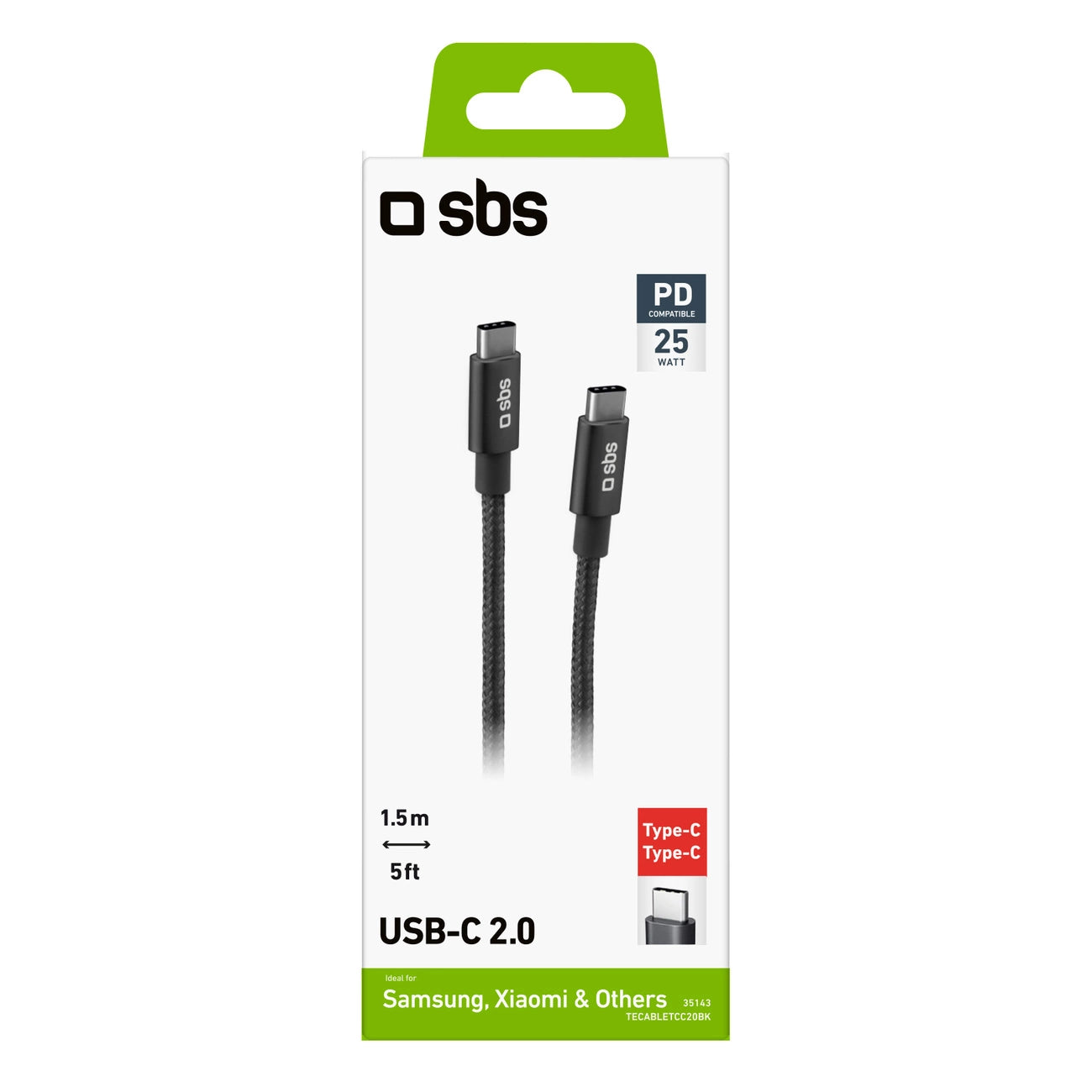 SBS TECABLETCC20BK USB-C Cable - USB-C 25W Power Delivery 1.5m - Gray_1