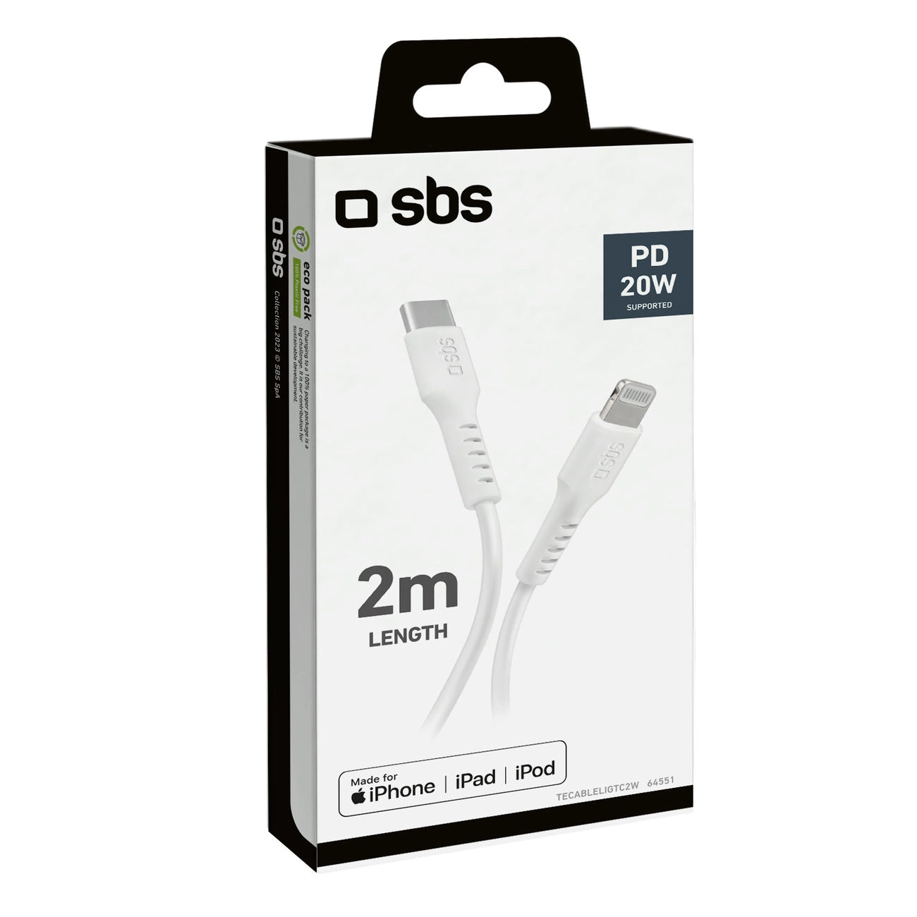 SBS TECABLELIGTC2W USB-C - Lightning Cable 2 m - White_3
