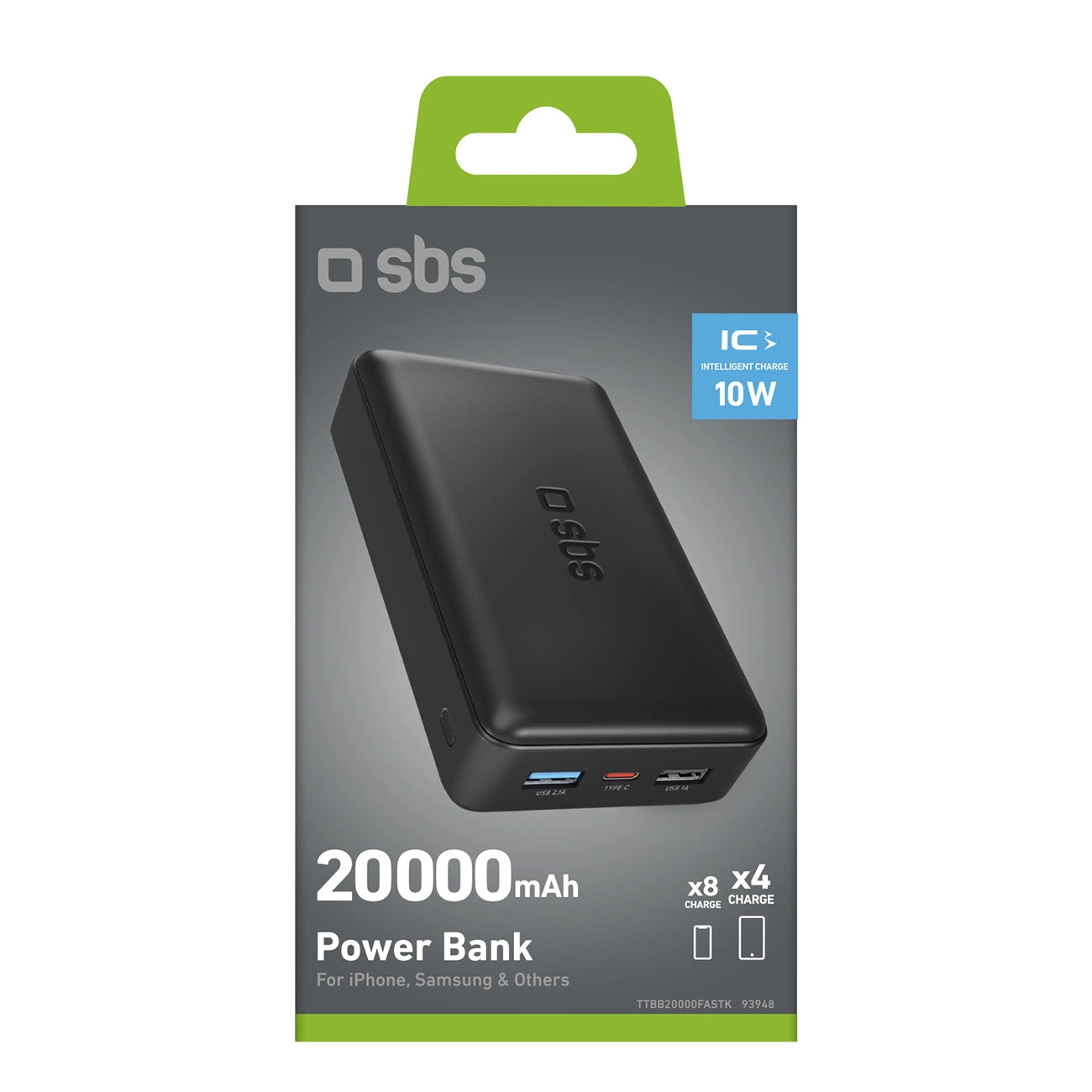 Fast charge power bank: 20,000 mAh, 2 USBs Black_1