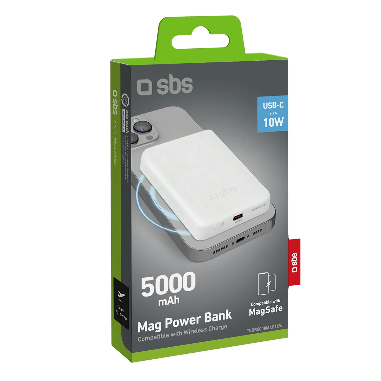 Powerbank SBS TEBB5000MAG1CW 5000 mAh USB-C, MagSafe compatible - white_1