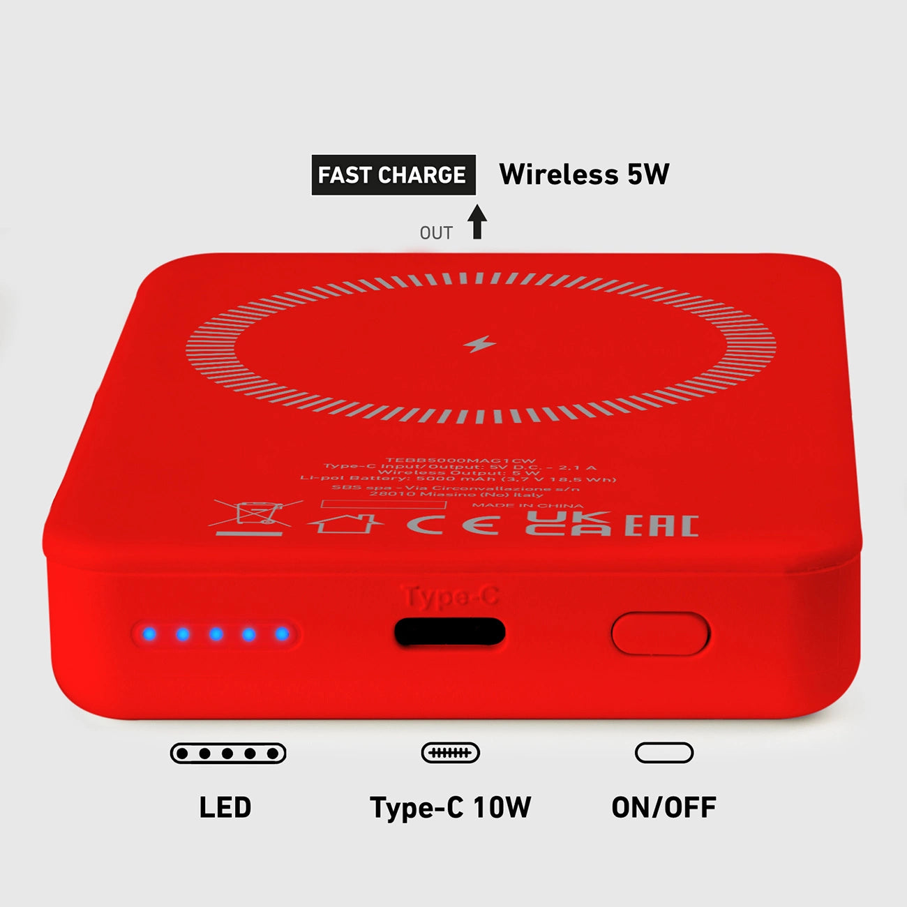 Powerbank SBS TEBB5000MAG1CR 5000 mAh compatible with MagSafe - red_8