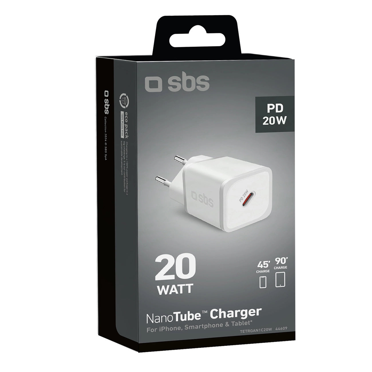 SBS TETRGAN1C20W 20W GaN Wall Charger with Power Delivery - White_1