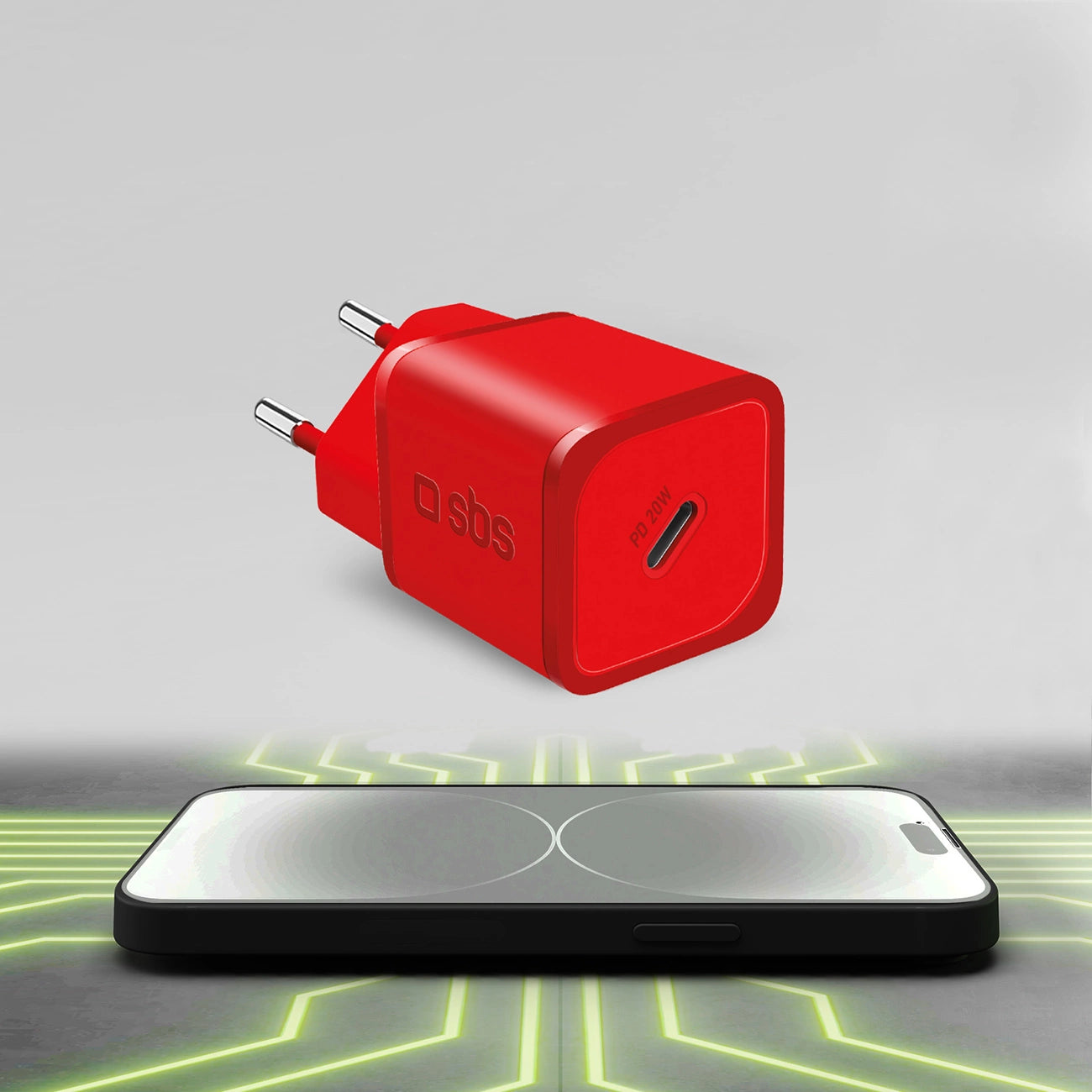 SBS TETRGAN1C20R 20W GaN Wall Charger with Power Delivery - Red_4