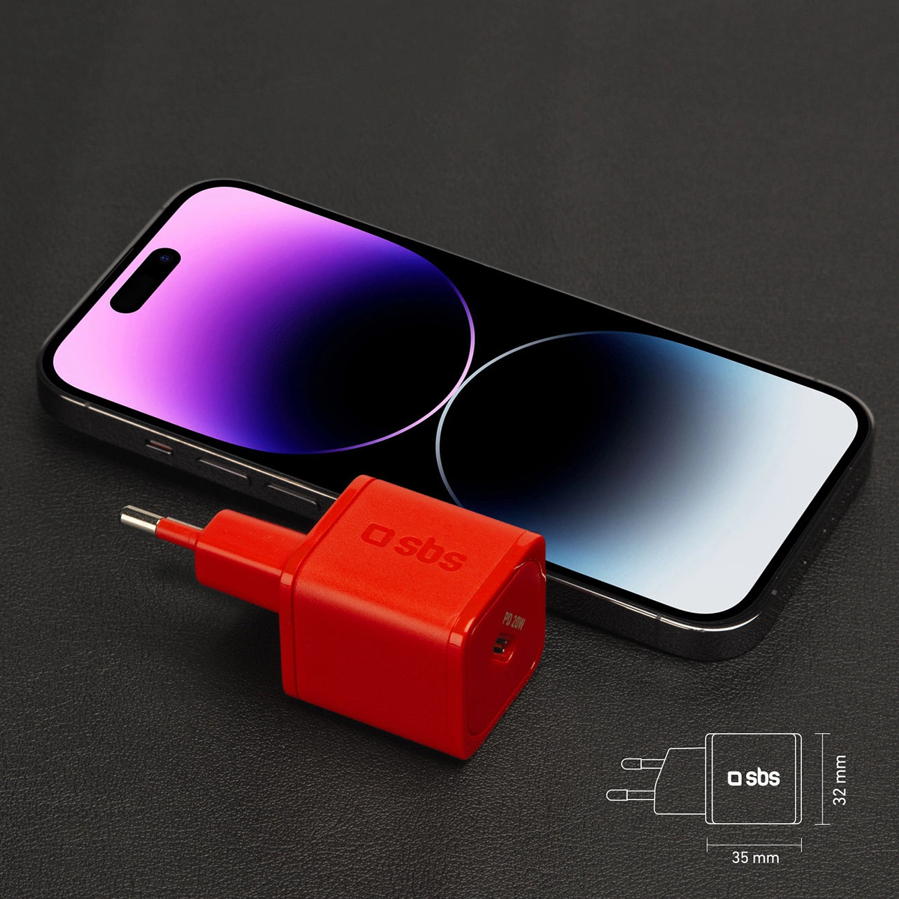 SBS TETRGAN1C20R 20W GaN Wall Charger with Power Delivery - Red_7