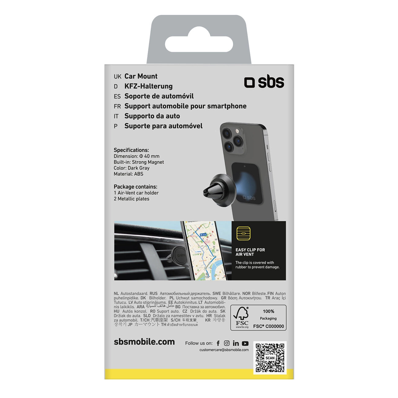 SBS TESUPMAGMCLIP MagSafe compatible smartphone holder for air vent - black_1