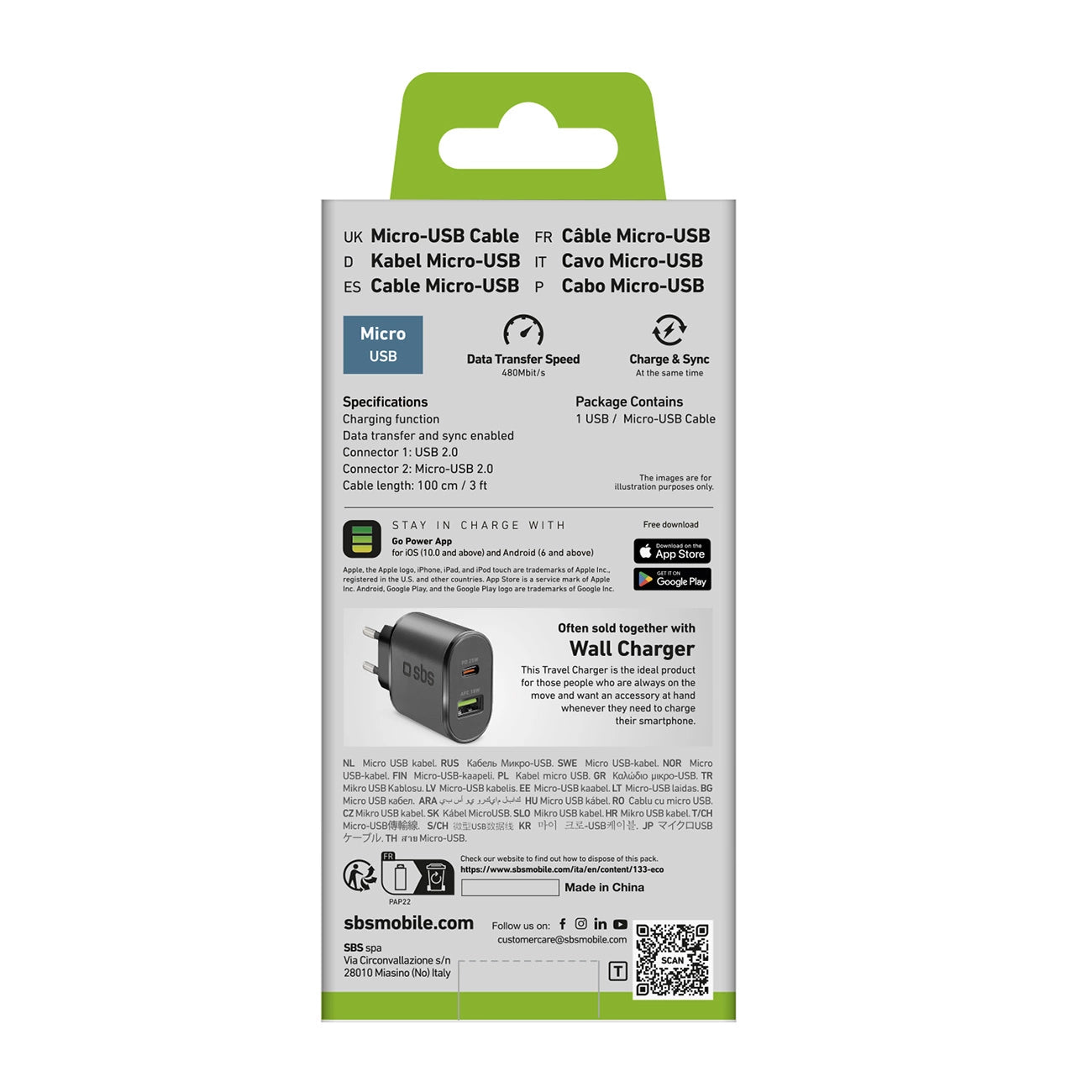 SBS LTHL200 USB-A - Micro-USB Cable 1m - Black_3