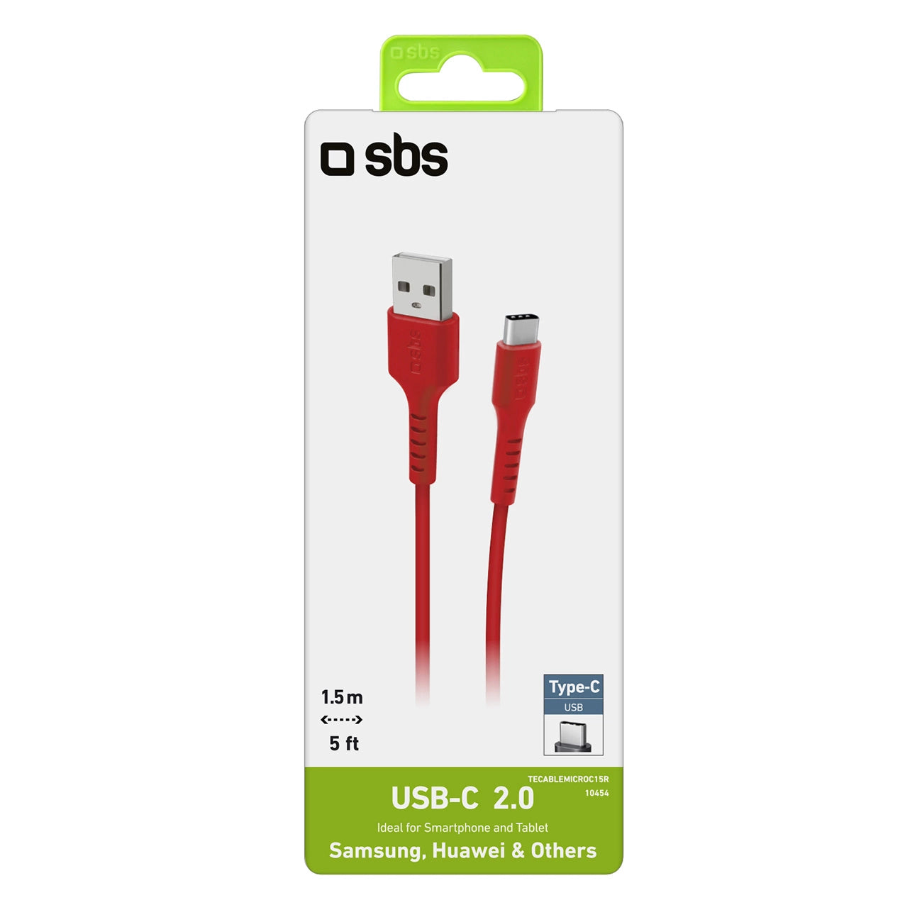 SBS TECABLEMICROC15R USB-A - USB-C Cable 1.5m - Red_1