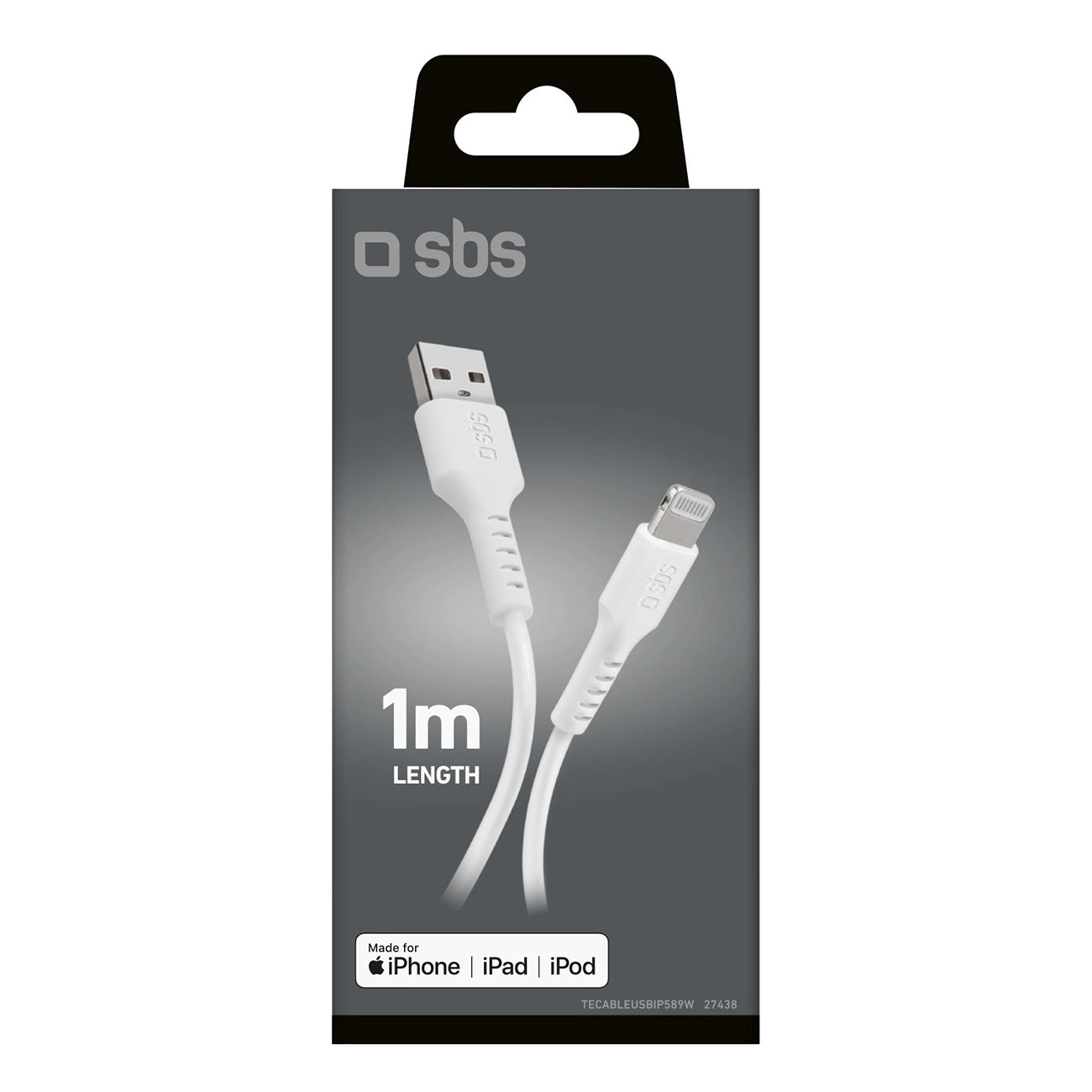 SBS TECABLEUSBIP589W USB-A - Lightning Cable - White_1