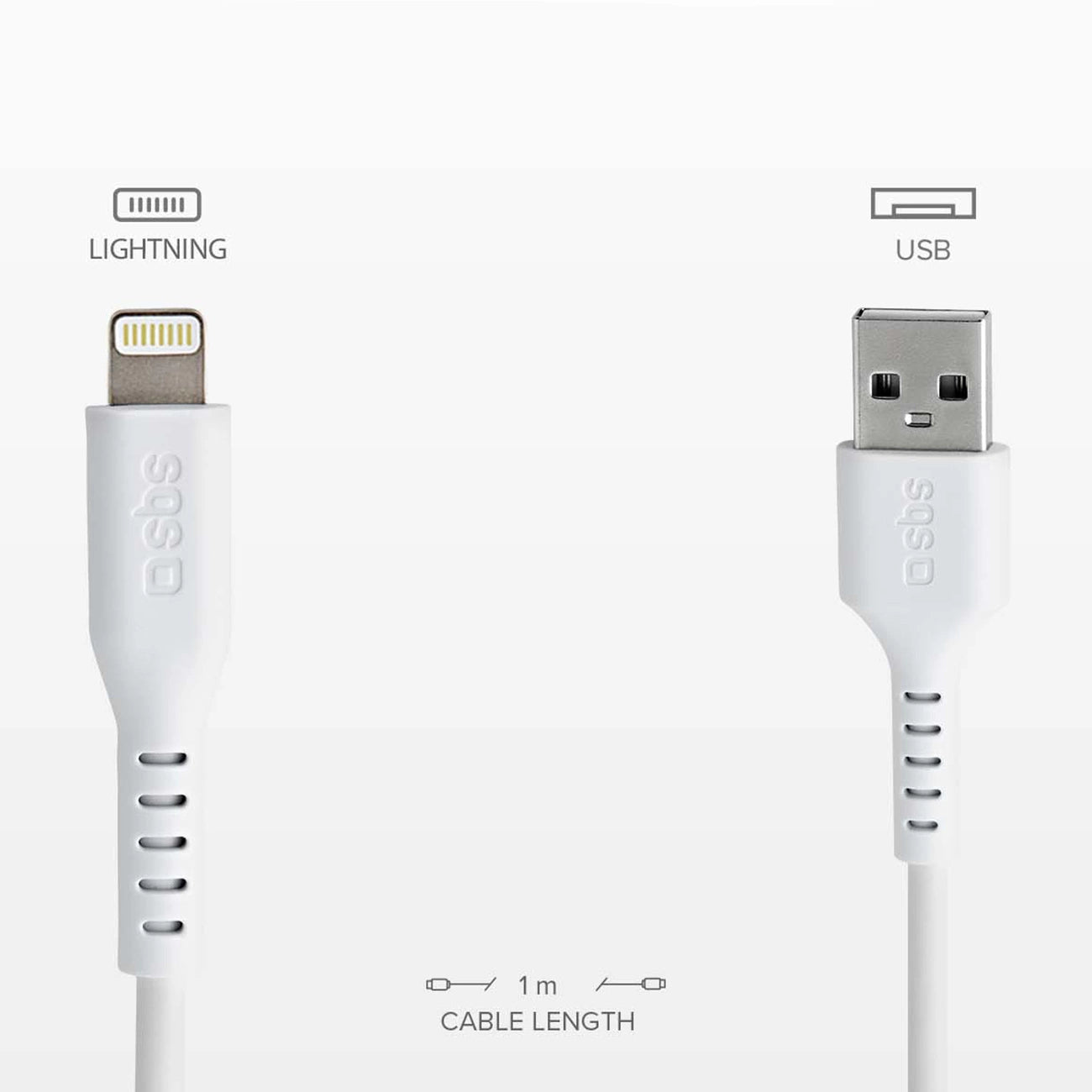 SBS TECABLEUSBIP589W USB-A - Lightning Cable - White_4