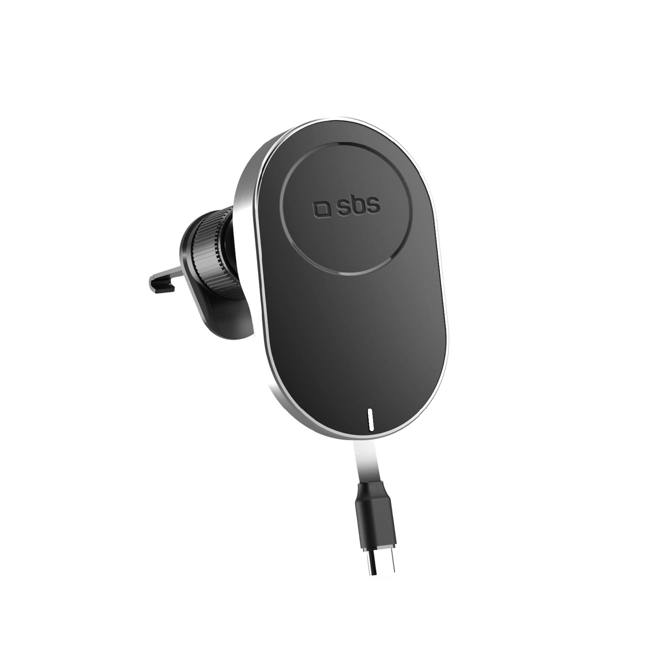 SBS TESUPP15WRETRACABL Wireless Charger Smartphone Holder with Retractable Cable Compatible with MagSafe - Black_0