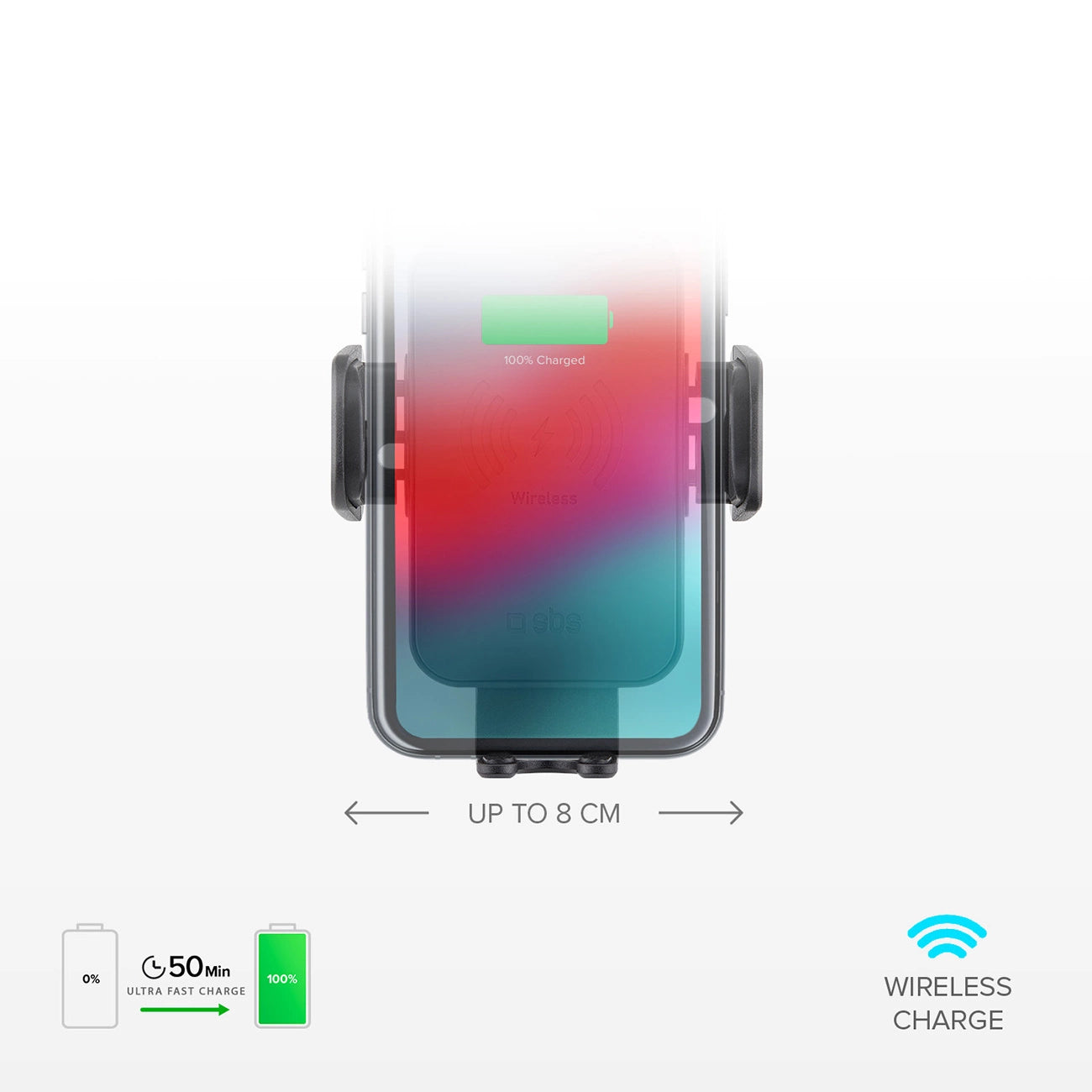 SBS TESUPWIR15WAUT smartphone holder with wireless charger for air vent - black_1