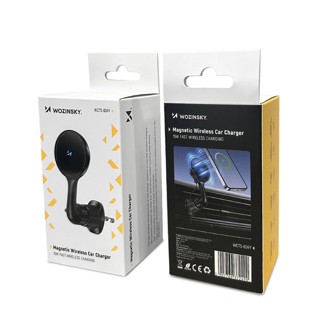 Wozinsky WCT5-6S4Y Car Holder with Qi/MagSafe 15W Inductive Charger for Air Vent - Black_2