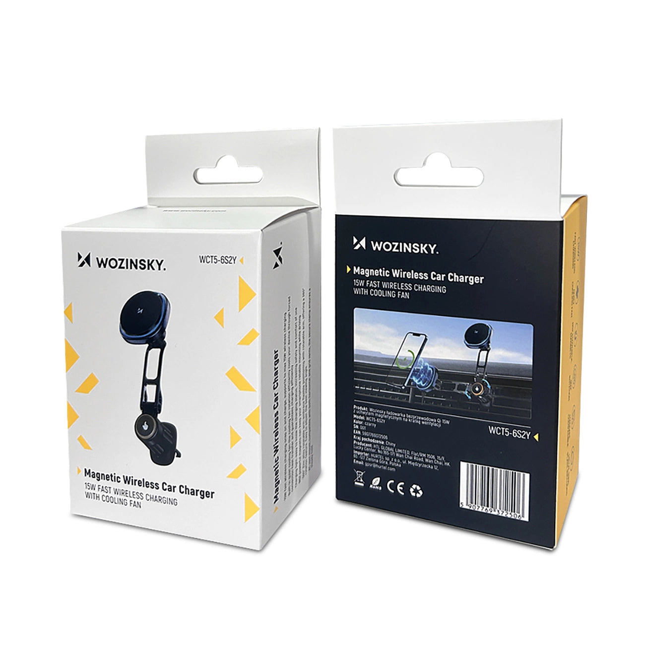Wozinsky WCT5-6S2Y Car Holder with Qi/MagSafe 15W Inductive Charger for Air Vent - Black_1