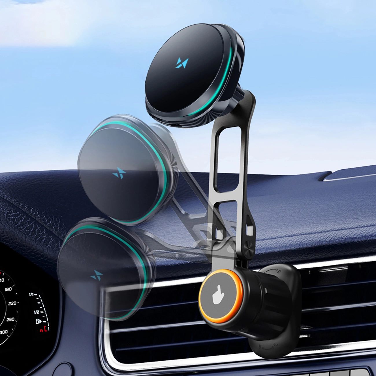 Wozinsky WCT5-6S2Y Car Holder with Qi/MagSafe 15W Inductive Charger for Air Vent - Black_3