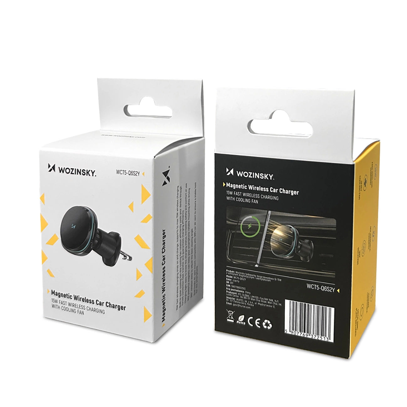 Wozinsky WCT5-Q6S2Y Car Holder with Qi/MagSafe 15W Inductive Charger for Ventilation Grill with Fan - Black_2