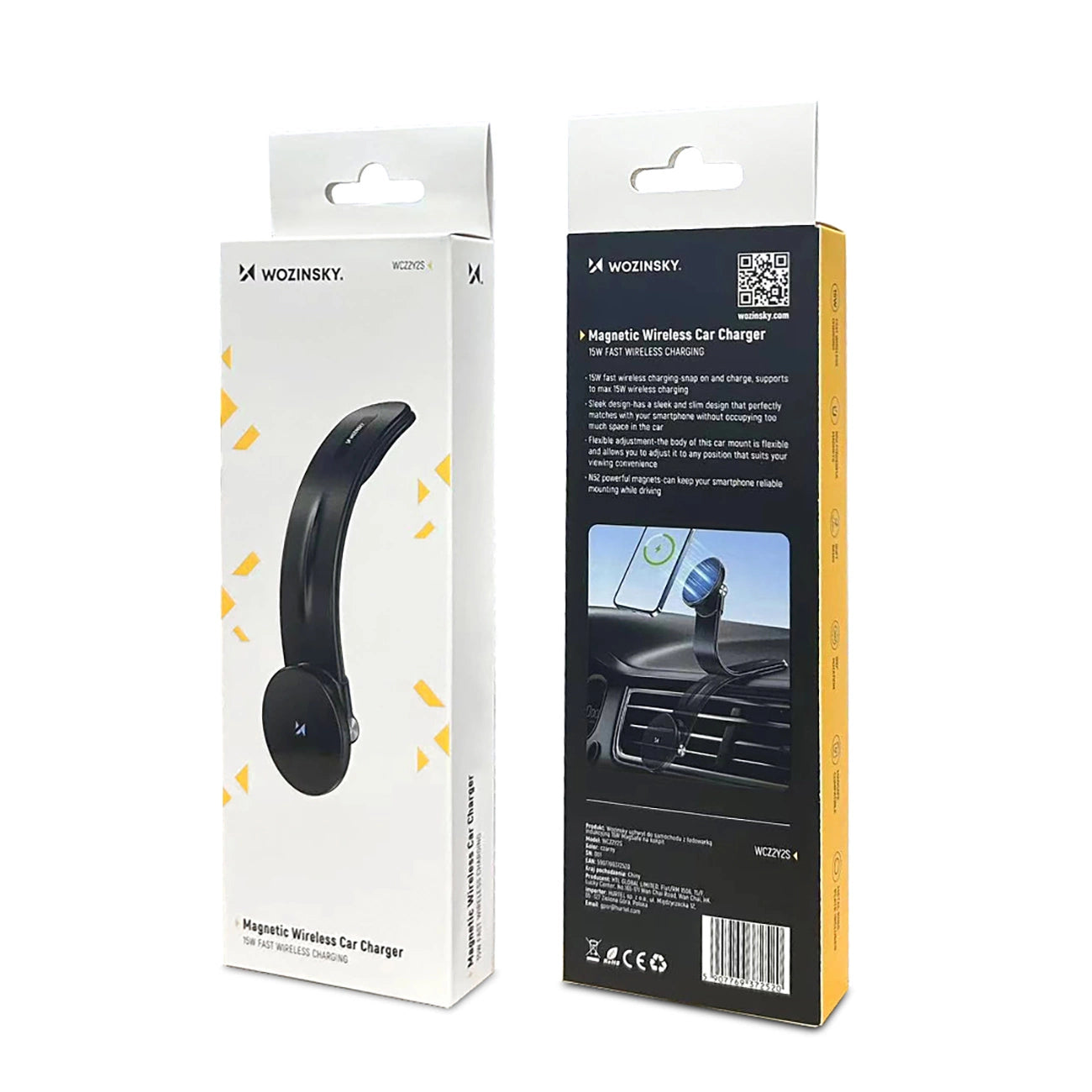 Wozinsky WCZ2Y2S Magnetic Car Holder with 15W MagSafe Inductive Charger for Car Cockpit - Black_2