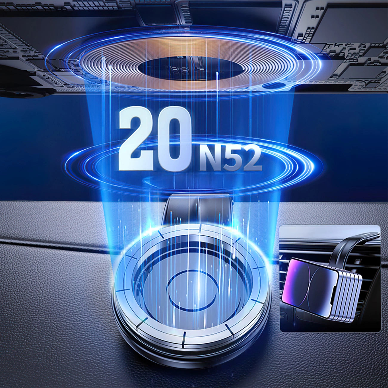 Wozinsky WCZ2Y2S Magnetic Car Holder with 15W MagSafe Inductive Charger for Car Cockpit - Black_7