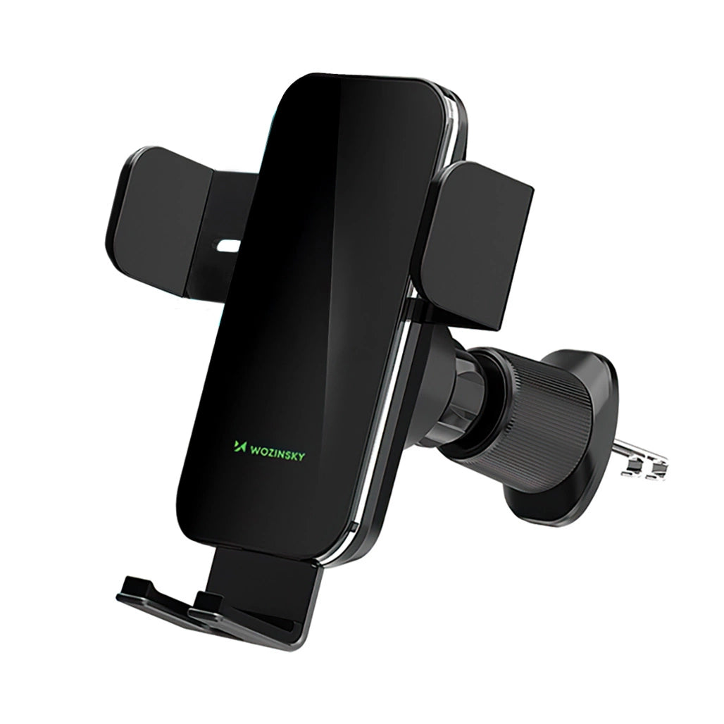 Wozinsky WEDZ-3Y8S clamp car holder with 15W inductive charger for phone on the air vent - black_0