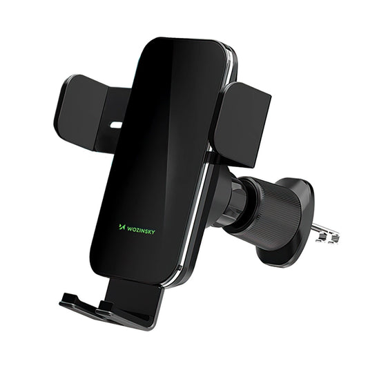 Wozinsky WEDZ-3Y8S clamp car holder with 15W inductive charger for phone on the air vent - black_0