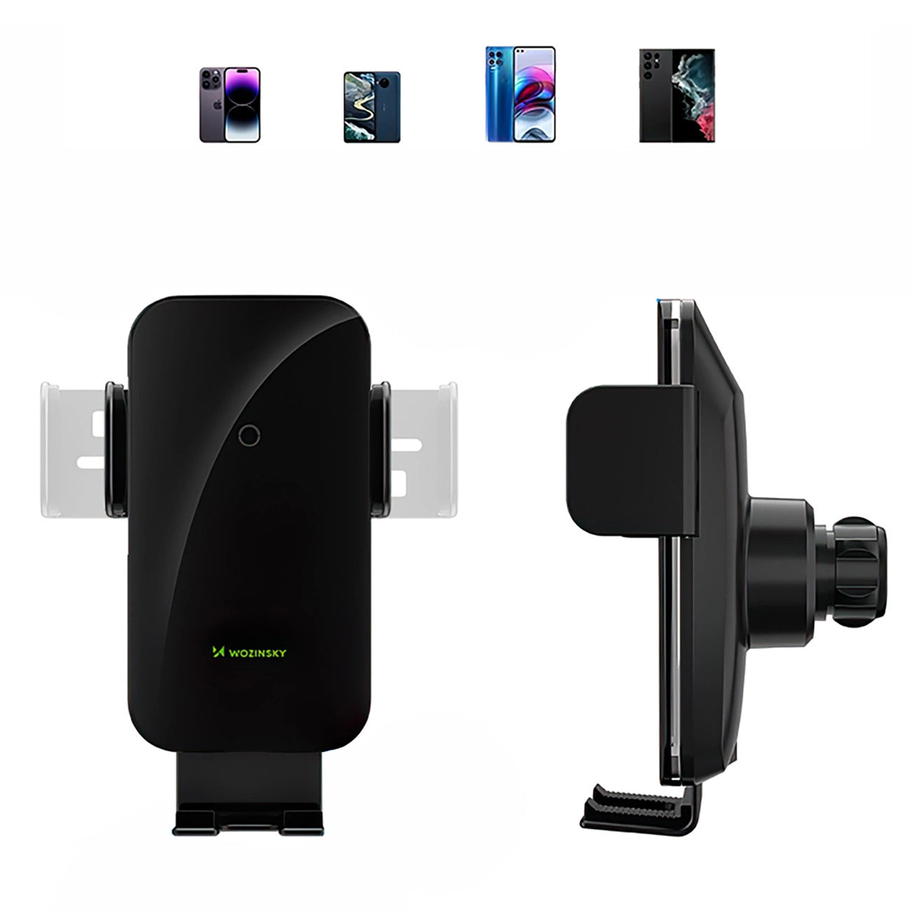 Wozinsky WEDZ-3Y8S clamp car holder with 15W inductive charger for phone on the air vent - black_4