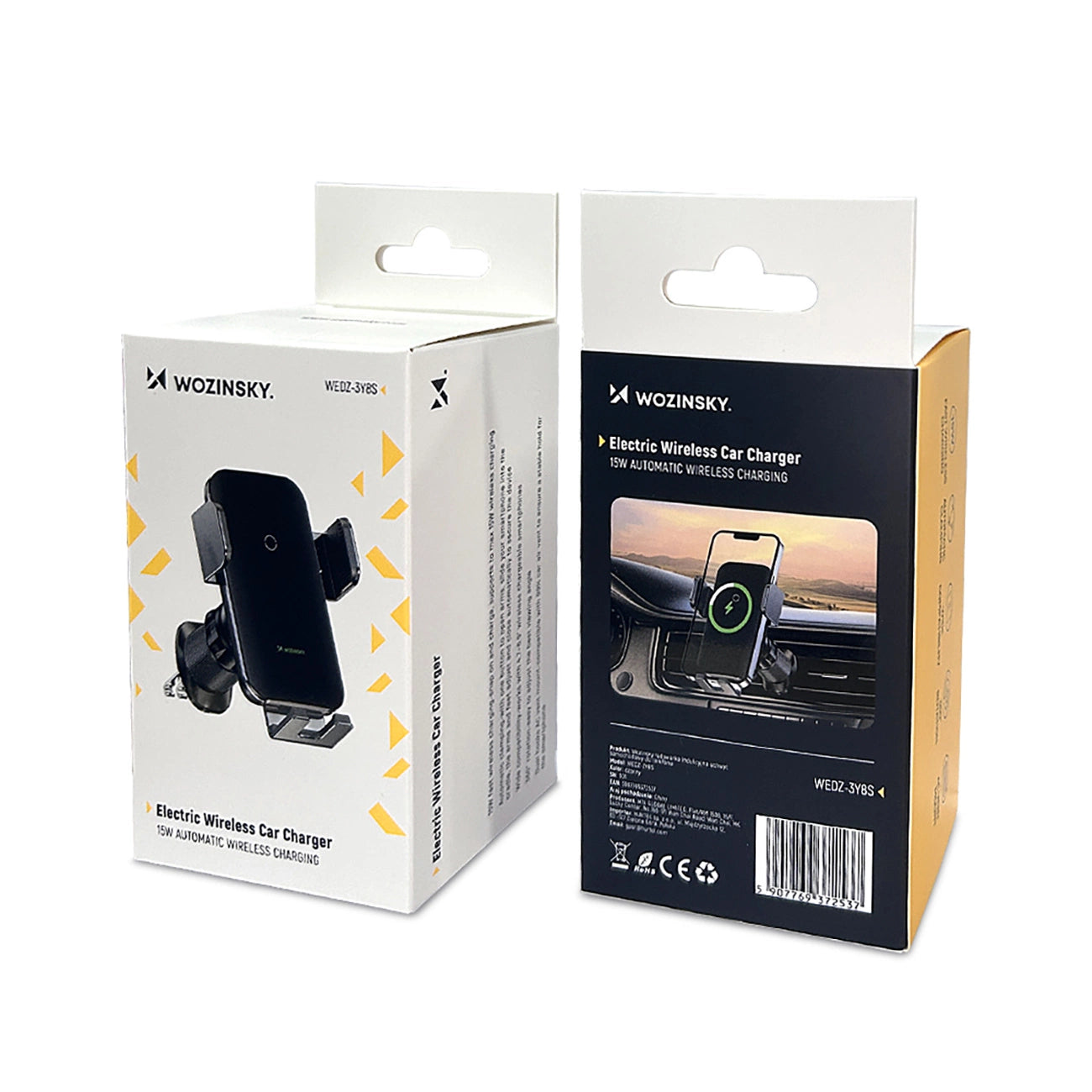 Wozinsky WEDZ-3Y8S clamp car holder with 15W inductive charger for phone on the air vent - black_5