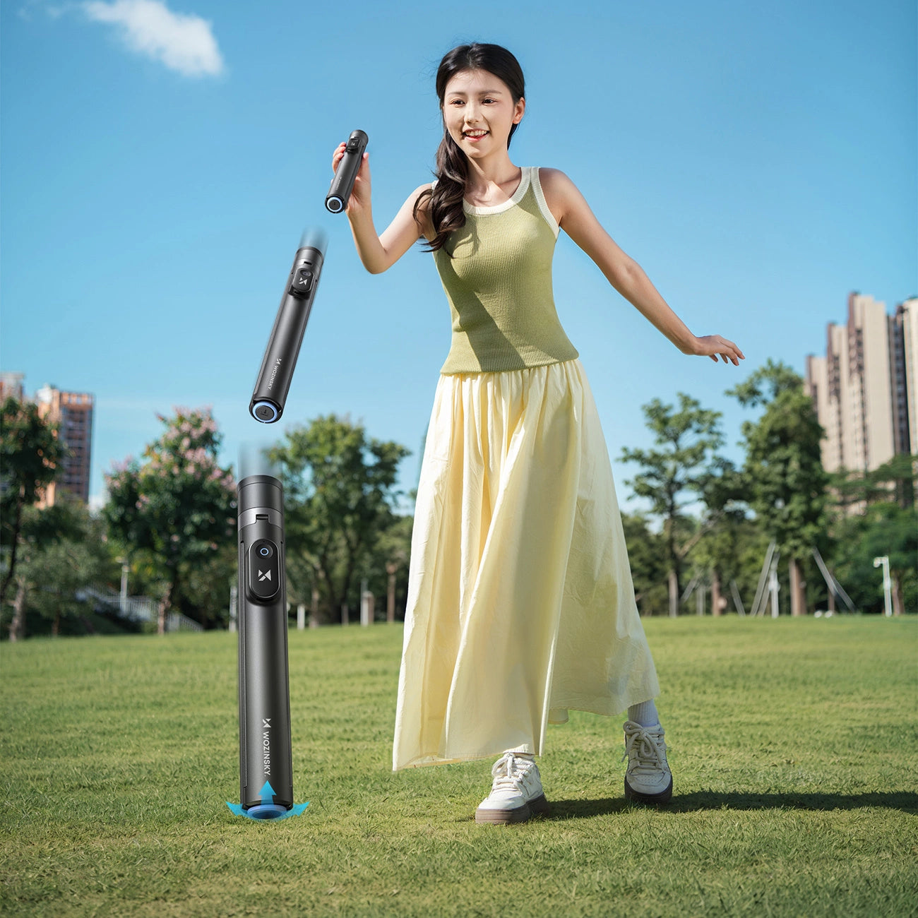 Selfie stick Wozinsky WRZP1 with automatically extendable legs, tripod function, 1.7m - black_9