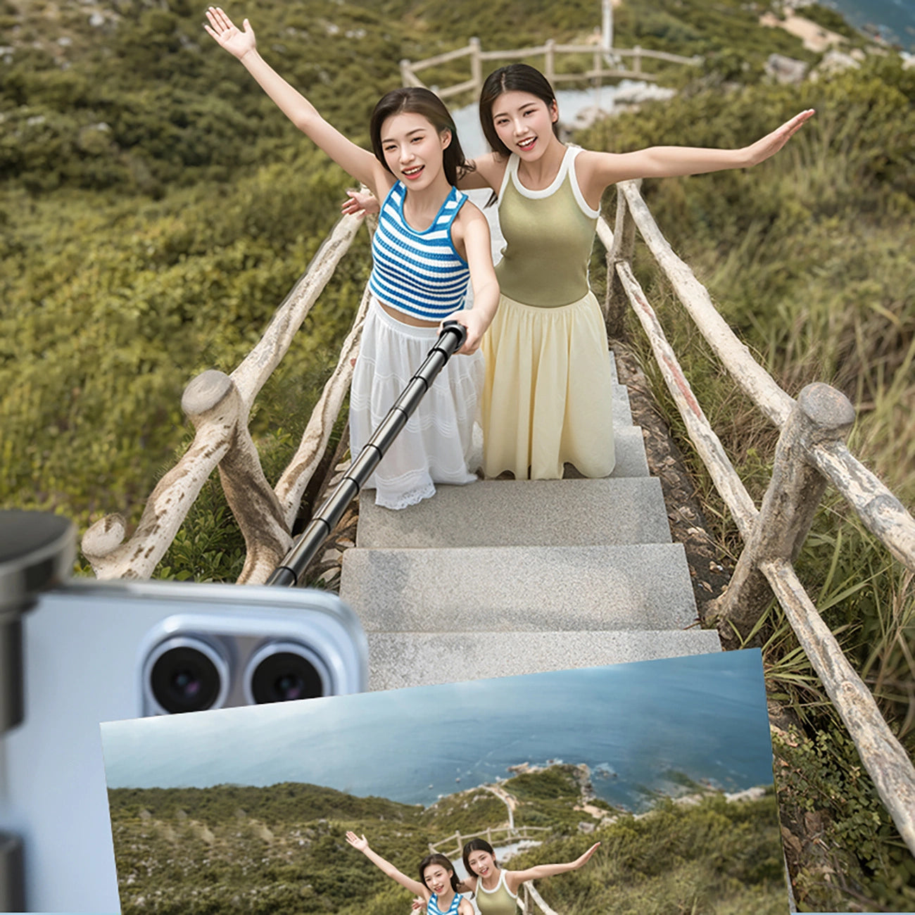 Selfie stick Wozinsky WRZP1 with automatically extendable legs, tripod function, 1.7m - black_11