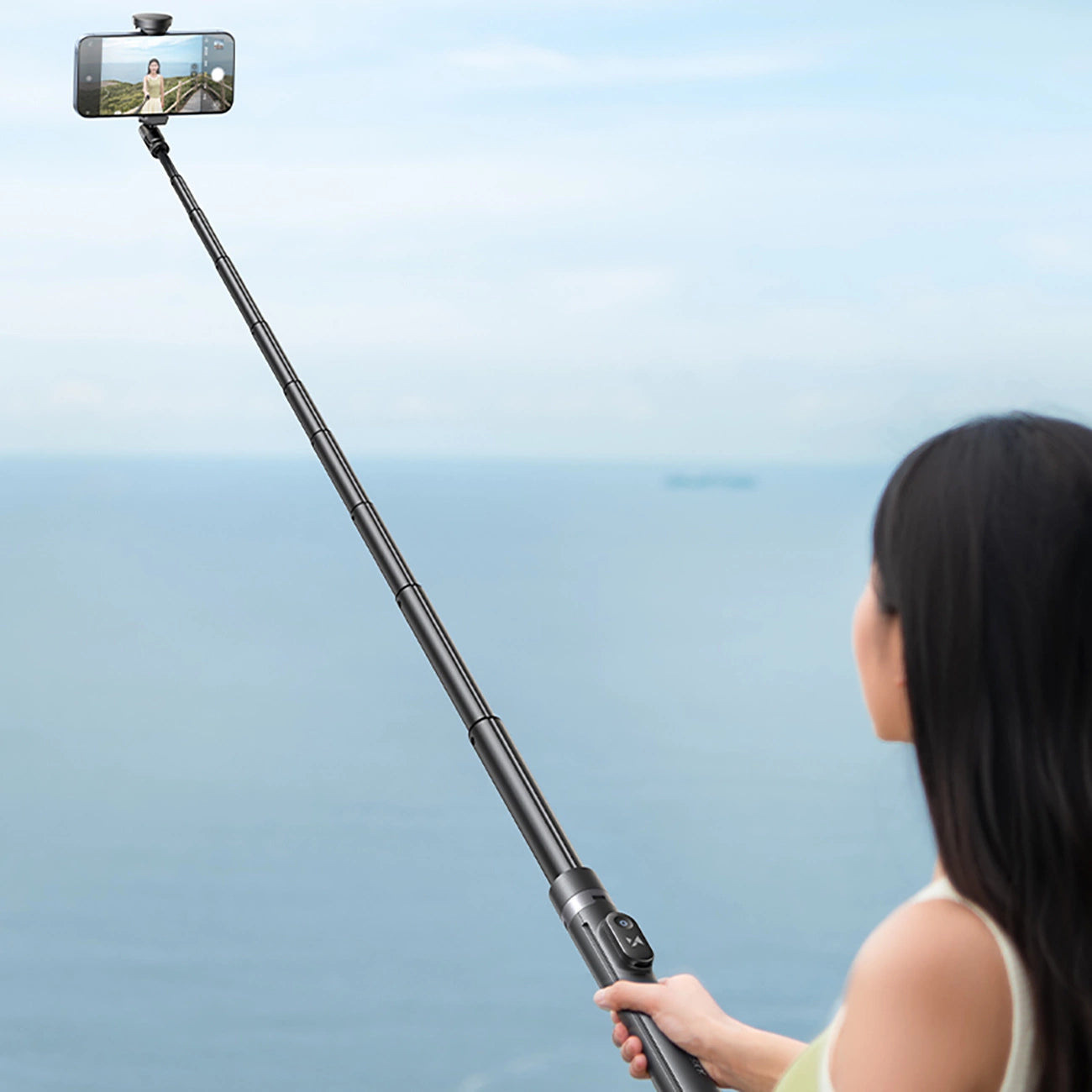 Selfie stick Wozinsky WRZP1 with automatically extendable legs, tripod function, 1.7m - black_4