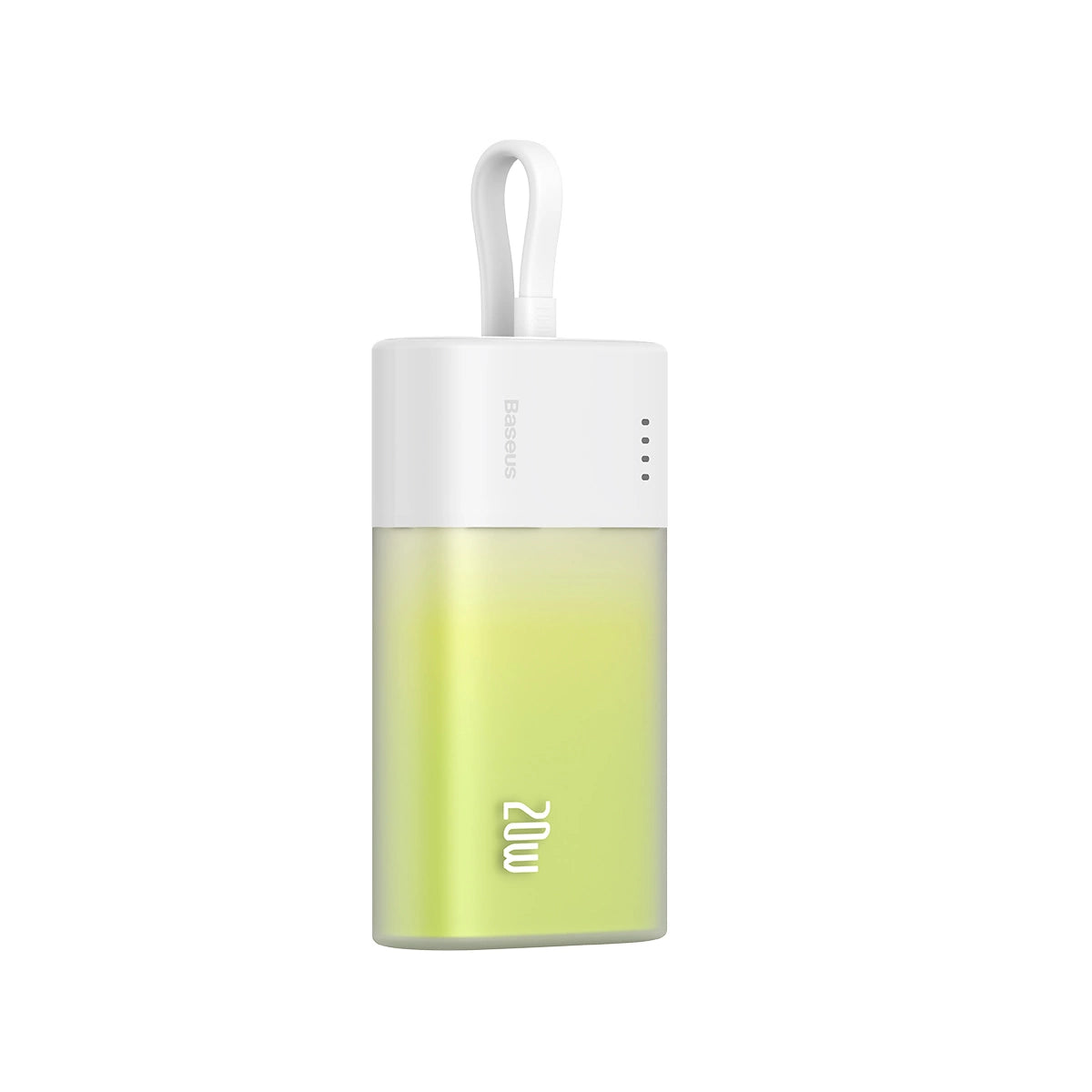 Baseus Popsicle 5200mAh 20W Powerbank with Built-in Lightning Cable (+ White Baseus Simple USB-C - USB-C 60W/20V/3A/30cm Cable) - White-Green_4