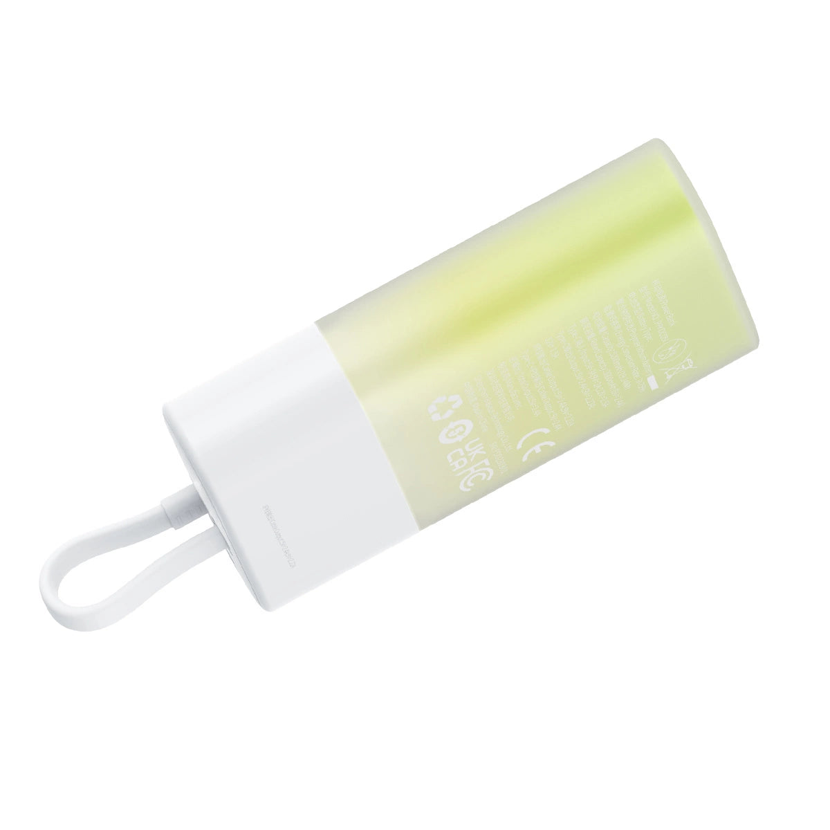 Baseus Popsicle 5200mAh 20W Powerbank with Built-in Lightning Cable (+ White Baseus Simple USB-C - USB-C 60W/20V/3A/30cm Cable) - White-Green_5
