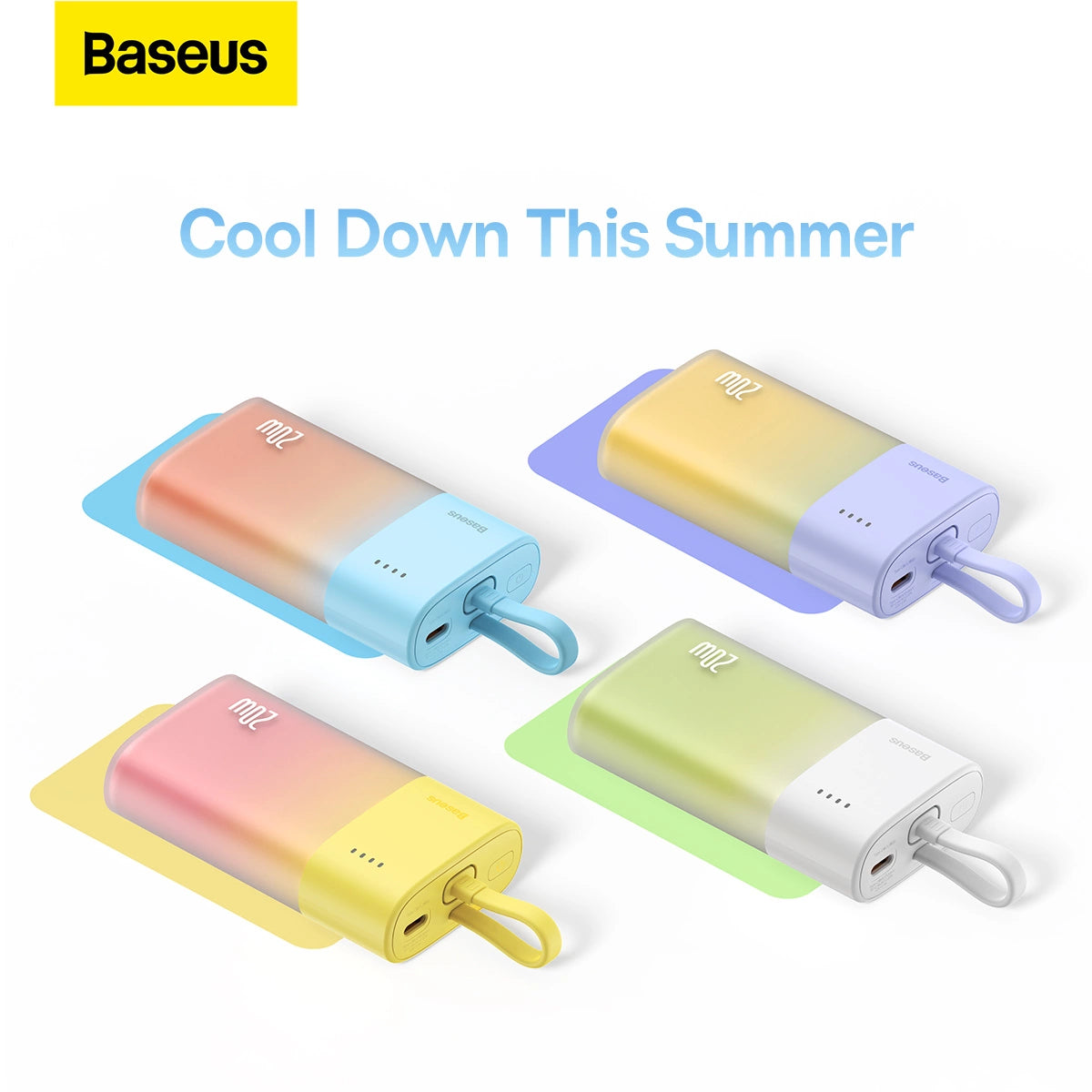 Baseus Popsicle 5200mAh 20W Powerbank with Built-in Lightning Cable (+ White Baseus Simple USB-C - USB-C 60W/20V/3A/30cm Cable) - White-Green_10