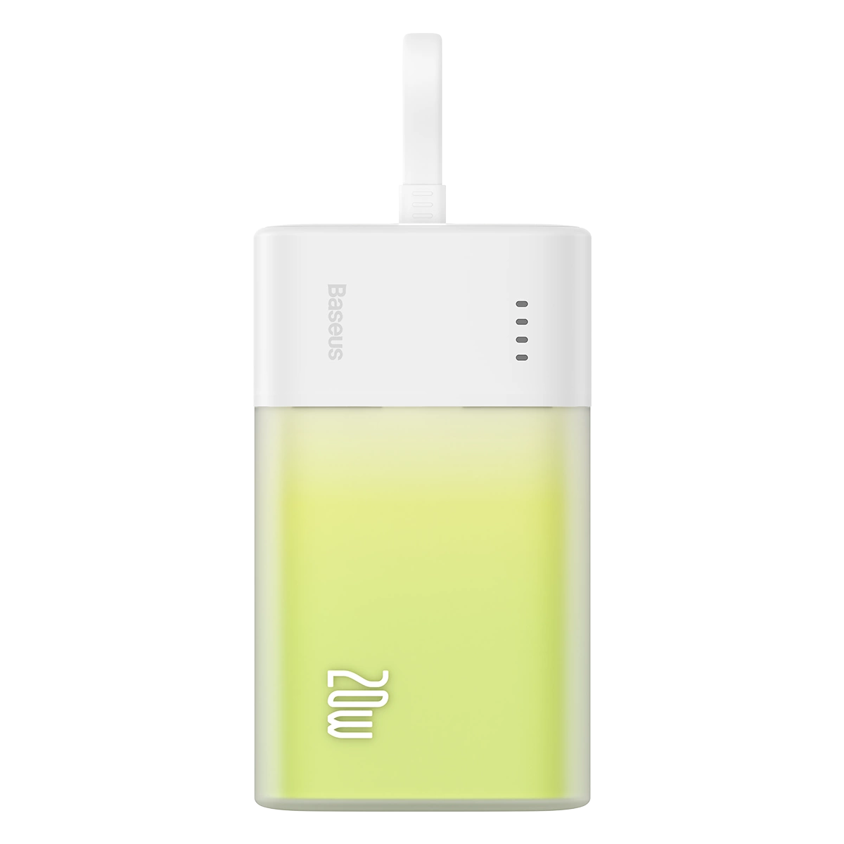 Baseus Popsicle 5200mAh 20W Powerbank with Built-in Lightning Cable (+ White Baseus Simple USB-C - USB-C 60W/20V/3A/30cm Cable) - White-Green_0